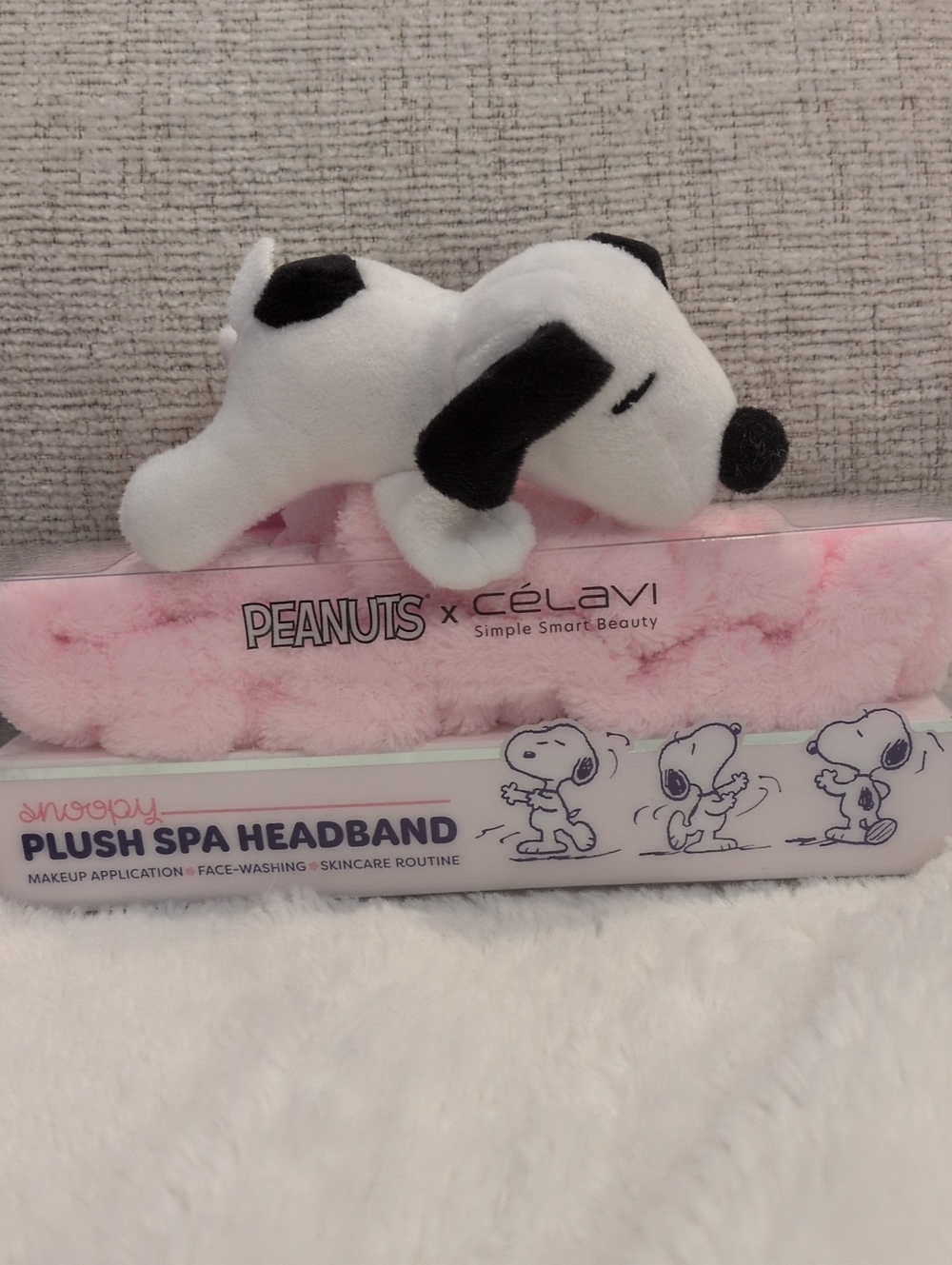 Peanuts x celavi Pink Snoopy Plush Spa Headband